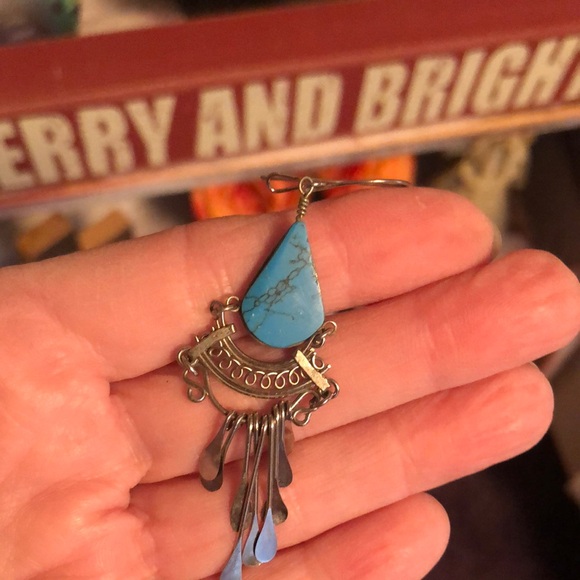 Turquoise Teardrop Dangle Earring - Picture 6 of 8